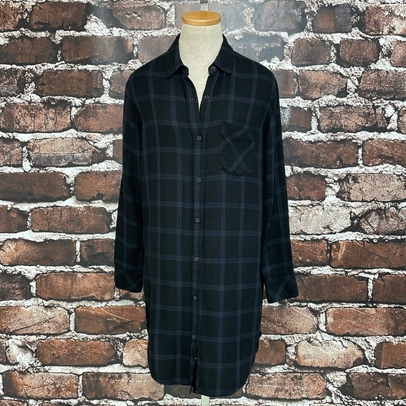 Rails Dress Women's Small Black Purple Plaid Long Sleeve Button Down Shirt - Picture 5 of 16